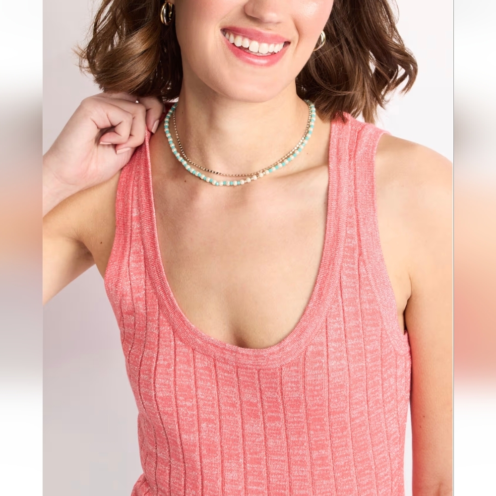 Vero Moda - Pink Ribbed U-neck Tank Top
